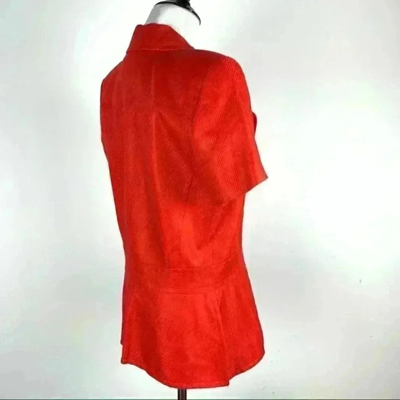 Linda Allard Ellen Tracy blazer size 10 red 100% linen double breasted 80s 90s - Picture 4 of 12